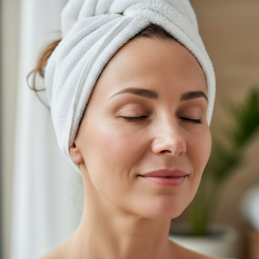 gương mặt người phụ nữ trung niên sau khi spa xong tươi tre