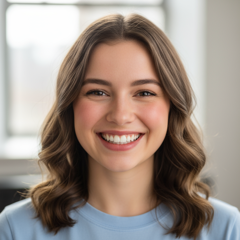 tạo 1 avatar cô gái trẻ gương mặt tươi cười săn chắc để làm review